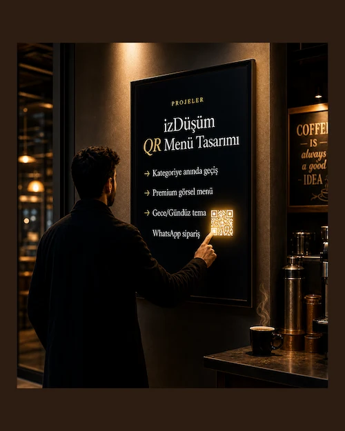 İzDüşüm QR menü tasarımı sinematik afiş görseli